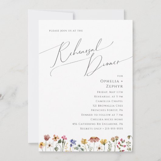 Kleurrijke wilde bloem | repetitief diner kaart (Voorkant)