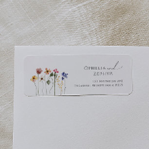 Kleurrijke wilde bloem   Retouradreslabel Etiket