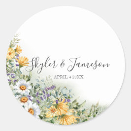 Kleurrijke wilde bloem ronde sticker