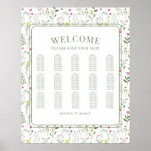 Kleurrijke wilde bloem rustieke bruiloft zitgrafie poster (Voorkant)