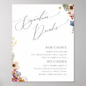 Kleurrijke Wilde Bloem | Signature Drankjes Bord Poster (Voorkant)