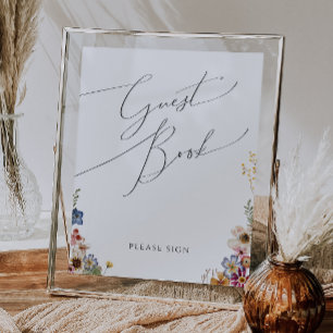 Kleurrijke Wilde Bloem   Teken voor het gastenboek Poster