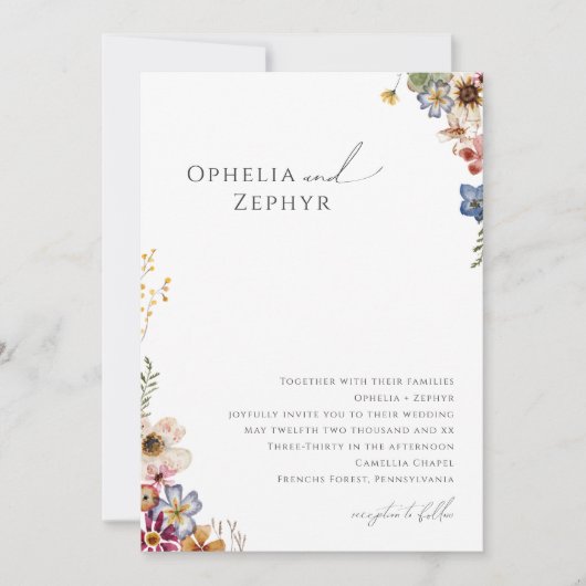 Kleurrijke wilde bloem | Tuinbruiloft Kaart (Voorkant)