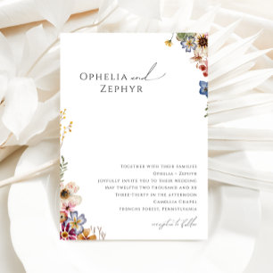 Kleurrijke wilde bloem   Tuinbruiloft Kaart