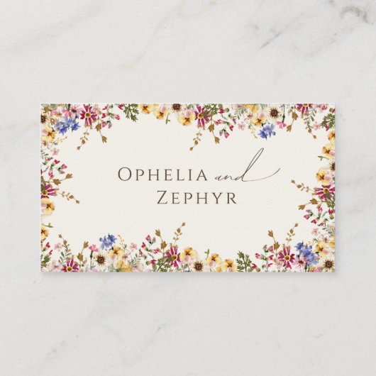 Kleurrijke wilde bloem | Vaste weddenschap tussen Plaatskaartje (Achterkant)