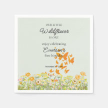 Kleurrijke Wilde Bloem Vlinder 1e Verjaardag