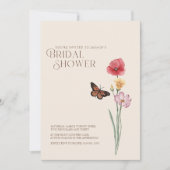 Kleurrijke Wilde Bloem Vlinder Bruidsfeest Kaart (Voorkant)