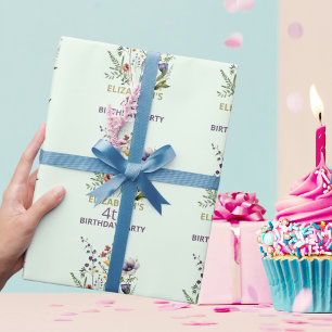 Kleurrijke Wilde Bloem Waterverf Verjaardag Cadeaupapier