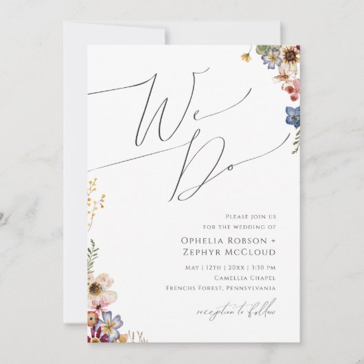 Kleurrijke wilde bloem | We doen een uitnodiging t (Voorkant)