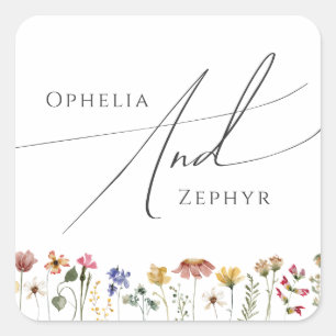 Kleurrijke wilde bloem   Weddenschap-envelopzegels Vierkante Sticker