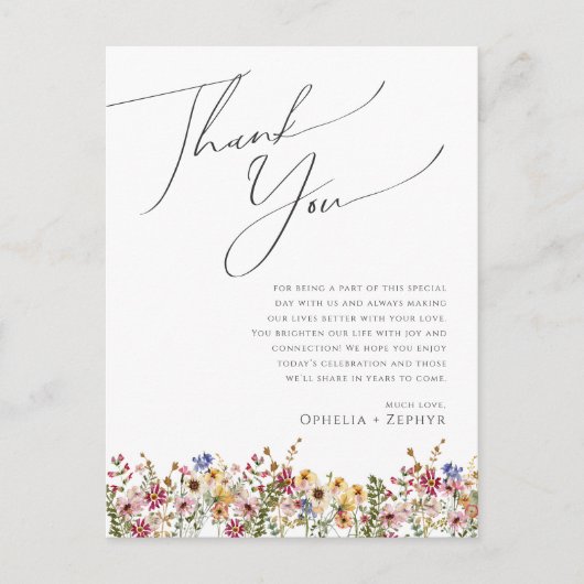 Kleurrijke Wilde Bloem | Weide Tafel Bedankkaart Briefkaart (Voorkant)