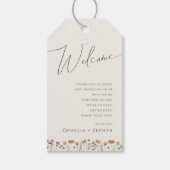 Kleurrijke wilde bloem | Welkom beige Weddenschap Cadeaulabel (Voorkant)