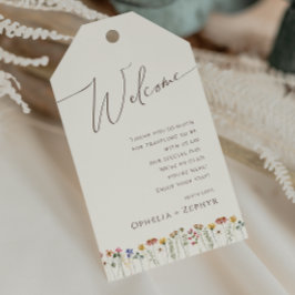 Kleurrijke wilde bloem | Welkom beige Weddenschap Cadeaulabel