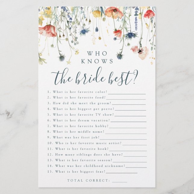 Kleurrijke Wilde Bloem Wie Kent de Bruid het Best  (Voorkant)