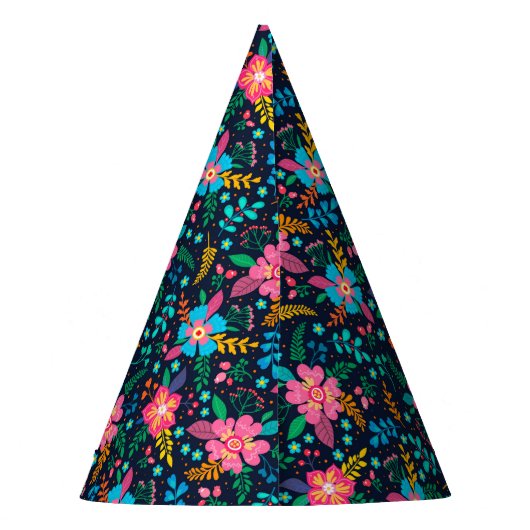 Kleurrijke wilde bloemen Aangepast Foto Happy Birt Feesthoedjes (Achterkant)