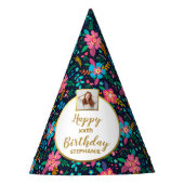 Kleurrijke wilde bloemen Aangepast Foto Happy Birt Feesthoedjes (Voorkant)