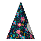 Kleurrijke wilde bloemen Aangepast Foto Happy Birt Feesthoedjes (Links)