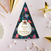 Kleurrijke wilde bloemen Aangepast Foto Happy Birt Feesthoedjes