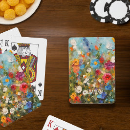 Kleurrijke Wilde Bloemen Abstract Bloemig Optionel Pokerkaarten