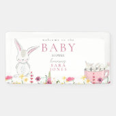 Kleurrijke wilde bloemen Baby shower konijn Spandoek (Horizontaal)