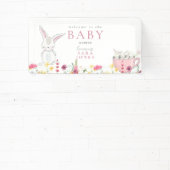 Kleurrijke wilde bloemen Baby shower konijn Spandoek (Insitu)