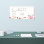 Kleurrijke wilde bloemen Baby shower konijn Spandoek (Beurs)