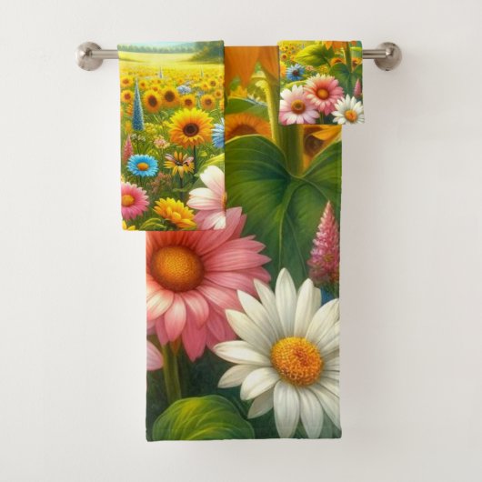 Kleurrijke wilde bloemen bad handdoek (Insitu)