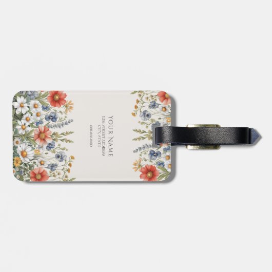 Kleurrijke Wilde Bloemen Bagage Label (Achterkant horizontaal)
