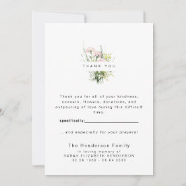 Kleurrijke wilde bloemen begrafenis Dank u Bedankkaart