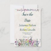 Kleurrijke wilde bloemen, behalve de datumuitnodig kaart (Voorkant)