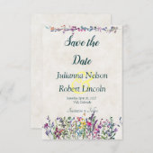 Kleurrijke wilde bloemen, behalve de datumuitnodig kaart (Voorkant / Achterkant)