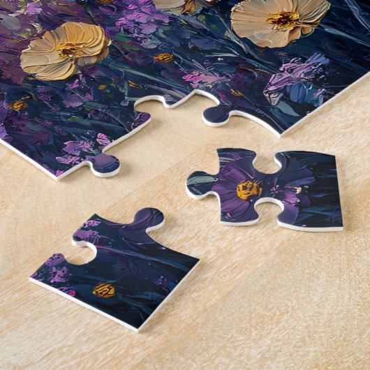 Kleurrijke wilde bloemen bij zonsondergang legpuzzel (Zijkant)