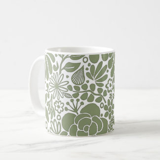 Kleurrijke Wilde Bloemen & Bladeren Tuin L groen Koffiemok