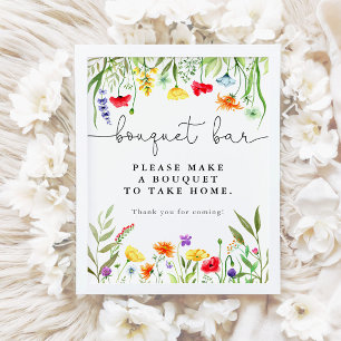 Kleurrijke wilde bloemen boeket bar bloem bar bord poster