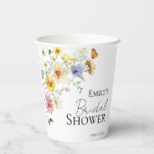 Kleurrijke Wilde Bloemen Boho Bruidsdouche Papieren Bekers (Achterkant)