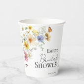 Kleurrijke Wilde Bloemen Boho Bruidsdouche Papieren Bekers (Voorkant)