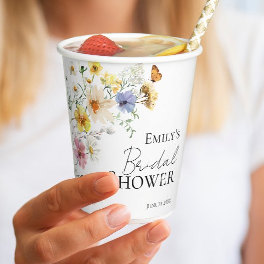 Kleurrijke Wilde Bloemen Boho Bruidsdouche Papieren Bekers