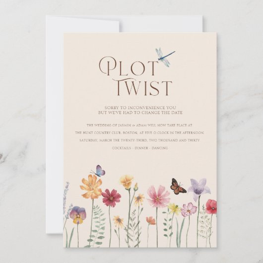 Kleurrijke Wilde Bloemen Botanische Plot Twist Tro Save The Date (Voorkant)