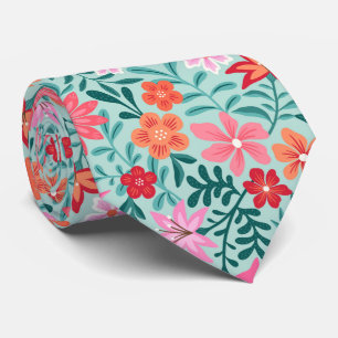 Kleurrijke wilde bloemen botanische vet bloemenpat stropdas