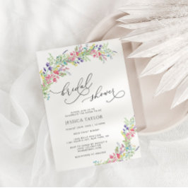 Kleurrijke wilde bloemen Bridal Shower Invitation Kaart