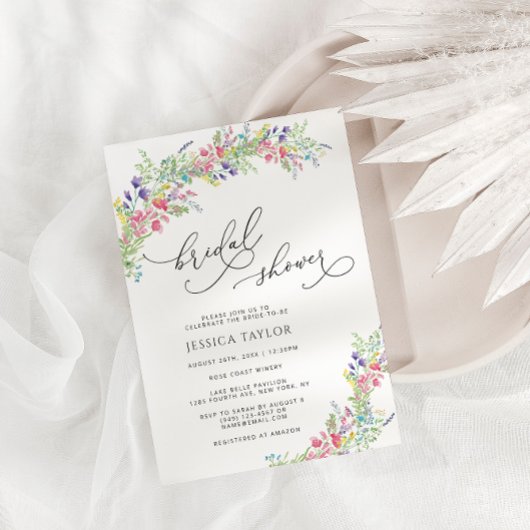 Kleurrijke wilde bloemen Bridal Shower Invitation Kaart