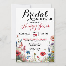 Kleurrijke wilde bloemen Bridal Shower Invitation Kaart