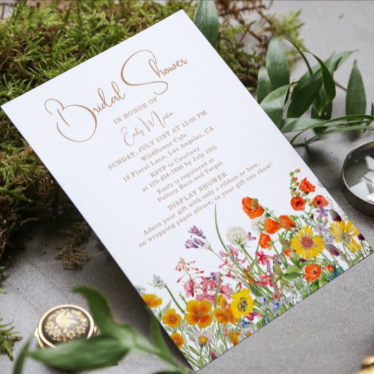 Kleurrijke Wilde Bloemen Bruidsdouche Kaart