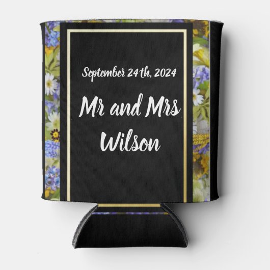 Kleurrijke Wilde Bloemen Bruiloft Blikjeskoeler (Voorkant)