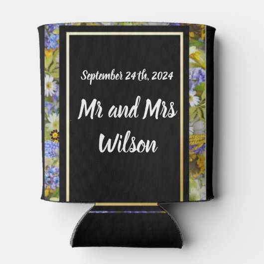 Kleurrijke Wilde Bloemen Bruiloft Blikjeskoeler (Achterkant)