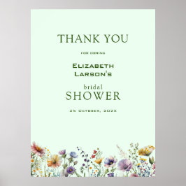 Kleurrijke Wilde Bloemen Bruiloft Bridal Shower Poster