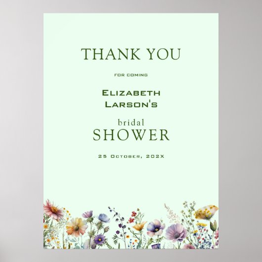 Kleurrijke Wilde Bloemen Bruiloft Bridal Shower Poster (Voorkant)