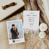 Kleurrijke wilde bloemen bruiloft foto en Qr code Kaart