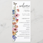 Kleurrijke Wilde Bloemen Bruiloft Programmakaart (Voorkant)
