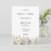 Kleurrijke wilde bloemen bruiloft qr code RSVP op  Kaart (Staand voorkant)